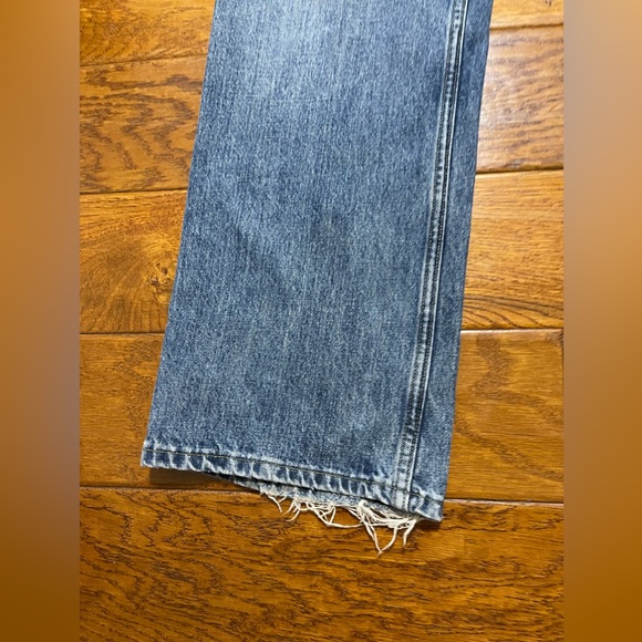 Vintage Bills Khakis Jeans Mens 34x30 Blue Denim Distressed Hem Straight Y2K - Picture 3 of 10